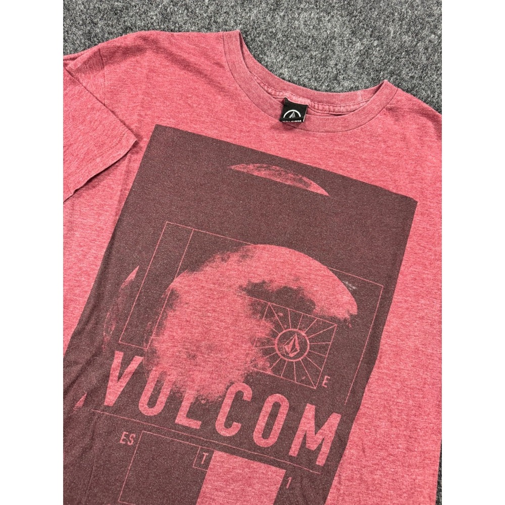 Volcom Graphic T Shirt Mens S Red Abstract Skate Surf Short Sleeve Tee